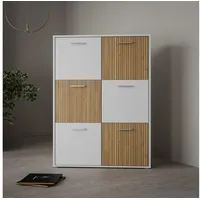 Forte Highboard FORTE "Quadro", weiß (weiß, lamela eiche hell),