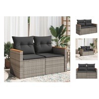 VidaXL Gartensofa 2-Sitzer mit Kissen Grau Poly Rattan