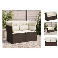 VidaXL Gartensofa mit Kissen 2-Sitzer Braun Poly Rattan