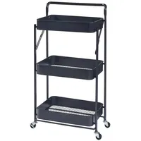 [en.casa] Rollwagen Vörå mit 3 Ebenen 88x45x30cm Schwarz