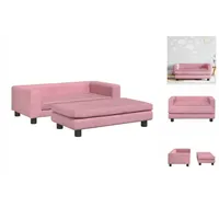 VidaXL Kindersofa mit Hocker Rosa 100x50x30 cm Samt