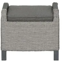 Ploß Colema Design-Fußhocker, Hellgrau, Polyrattan, 60x55x54 cm, Pulverbeschichtet, Inklusive