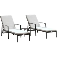 VidaXL Sonnenliegen 2 Stk. mit Tisch Pulverbeschichteter Stahl Poly