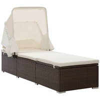 VidaXL Sonnenliege mit Dach und Kissen Poly Rattan Braun