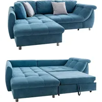 Luma-home Ecksofa mit Schlaffunktion und Bettkasten 250x190 cm, Wellenfedern,
