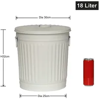 H&D Manufaktur Jinfa 2er-Set Retrodesign Mülleimer mit Griffen und