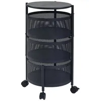 [en.casa] Rollwagen Steigen mit 3 Ebenen 59,5xØ33cm Schwarz