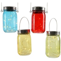 MARELIDA LED Solarglas Windlicht Laterne Einmachglas Tischleuchte Terrasse 4er