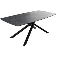 DeLife Esstisch Edge Bootsform 200x100cm Laminam® Keramik Nero Greco