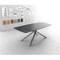 DeLife Esstisch Edge Bootsform 200x100cm Laminam® Keramik Nero Greco