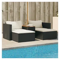 VidaXL 5tlg. Garten-Sofagarnitur mit Kissen Schwarz Poly Rattan Akazie
