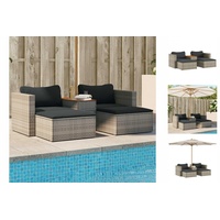 VidaXL 5-tlg. Garten-Sofagarnitur mit Kissen Grau Poly Rattan Akazie