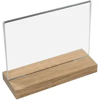 HMF 46945 Acryl Tischaufsteller mit Holzfuß, DIN A4 Querformat,