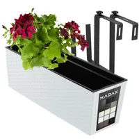 Kadax Blumenkasten aus Kunststoff, 18,5x56 cm, Weiß