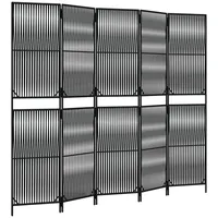 VidaXL Paravent 5-tlg. Schwarz Poly Rattan