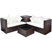 VidaXL 4-tlg. Garten-Lounge-Set mit Auflagen Poly Rattan Braun