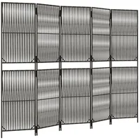 VidaXL Paravent 5-tlg. Grau Poly Rattan