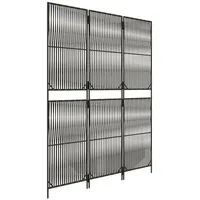 VidaXL Paravent 3-tlg. Grau Poly Rattan