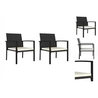 VidaXL Garten-Essstühle 2 Stk. Poly Rattan Schwarz