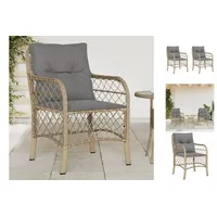 VidaXL Gartenstühle mit Kissen 2 Stk. Beigemischung Poly Rattan