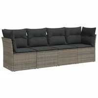 VidaXL 4-tlg. Garten-Sofagarnitur mit Kissen Grau Poly Rattan