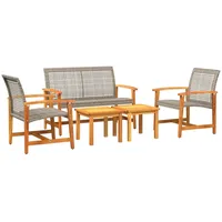 VidaXL 5-tlg. Garten-Lounge-Set Grau Poly Rattan und Akazienholz