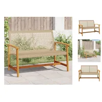 VidaXL Gartenbank Beige 112 cm Poly Rattan und Akazienholz