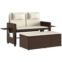 VidaXL Gartenbank Verstellbar mit Kissen Braun Poly Rattan