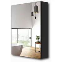 EMKE Spiegelschränke 50x65cm Spiegelschrank Badschrank mit Doppelseitiger Spiegel (Schwarz)