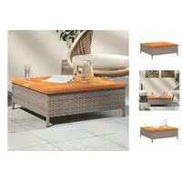 VidaXL Gartentisch Grau 70x70x25 cm Rattan und Akazienholz