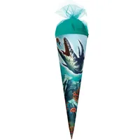 ROTH Schultüte klein Dino Mosasaurus50 cm - rund,Tüllverschluss -