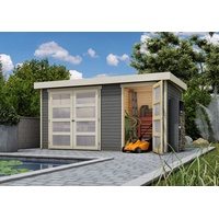 Karibu Gartenhaus Maluna 1 terragrau inkl. Fußboden & Dacheindeckung