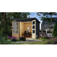 Karibu Hybrid Gartenhaus Hollywood anthrazit inkl. Fußboden Gartenlaube Geräteschuppen