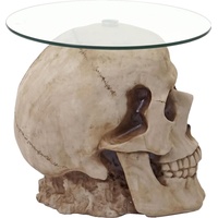 MCW Beistelltisch Totenkopf MCW-A19, Glastisch Wohnzimmertisch Couchtisch Totenschädel, Polyresin