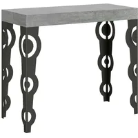 Itamoby Ausziehbare Konsole 90x40/300 cm Karamay Premium Cement Anthrazitrahmen