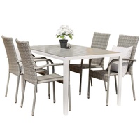 VCM Break Gartenset Tisch 90x205cm grau, 4 Stühle Anna
