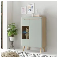 Lomadox - Wohnzimmer Vitrine in Grün Matt mit Eiche