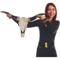 MCW Deko Schädel A14 Longhorn Kopf Trophäe, In-/Outdoor natur