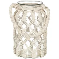 Beliani Beliani, Laterne Glas und Baumwolle Makramee 31 cm