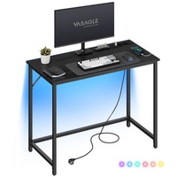 VASAGLE Schreibtisch schwarz rechteckig, 4-Fuß-Gestell schwarz 100,0 x 50,0