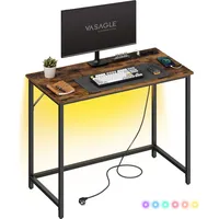 VASAGLE Schreibtisch braun rechteckig, 4-Fuß-Gestell schwarz 100,0 x 50,0