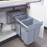 [en.casa] Einbau-Mülleimer Froland 48x34x42cm Grau 2x20L