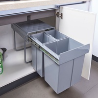 [en.casa] Einbau-Mülleimer Froland 48x34x42cm Grau 2x10L+1x20L