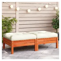 VidaXL Gartenhocker mit Kissen 2 Stk. Wachsbraun Massivholz Kiefer