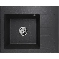 QLS Spülbecken Einzelbecken Spülwaschbecken Einbau Granit 1.0S Graphitschwarz R