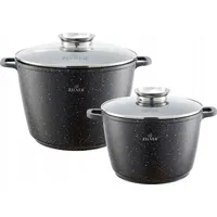 ZILNER Set aus zwei großen marmorierten Töpfen 6,2L/10,2L induktions