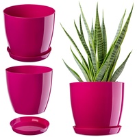 Kadax Blumentopf mit Untersetzer, aus Kunststoff, rund, 12 cm,