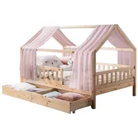 TICAA TiCAA Kinderbett Hausbett mit Tüll Kim 90x200 cm,