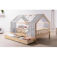 TICAA TiCAA Kinderbett Hausbett mit Tüll Kim 90x200 cm,
