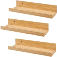 [en.casa] Wandregalset Natur, Naturmaterialien, Bambus 13x7x40 cm, Wohnzimmer, Regale,